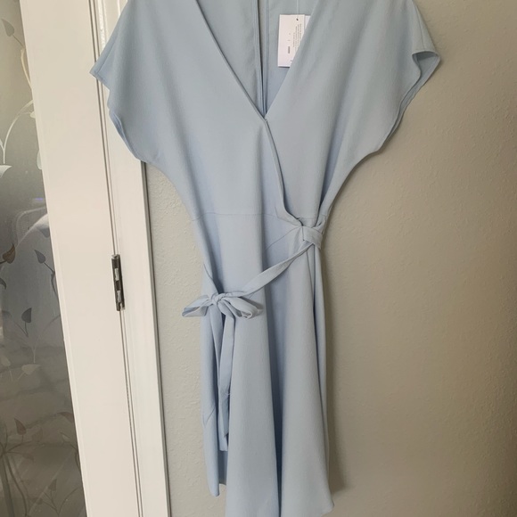 Topshop Baby Blue A-Line Wrap Dress NWT - Picture 2 of 4